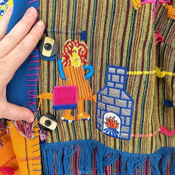 Vintage Maggie Barnes Bright Embroidered Patchwork Art to Wear Coat Size 2X - Picture 5 of 11